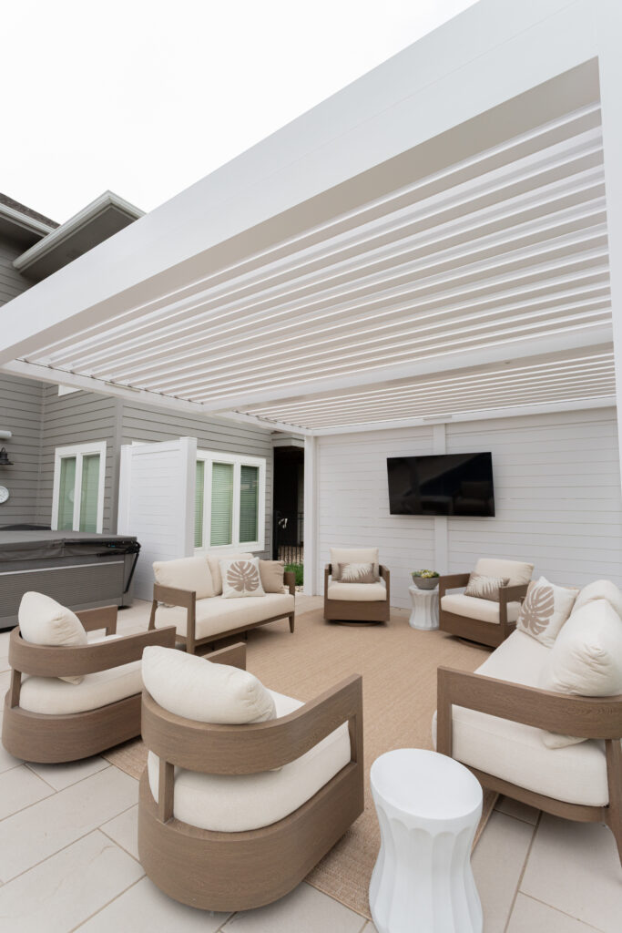 pergola standard color: white frame, white louvers