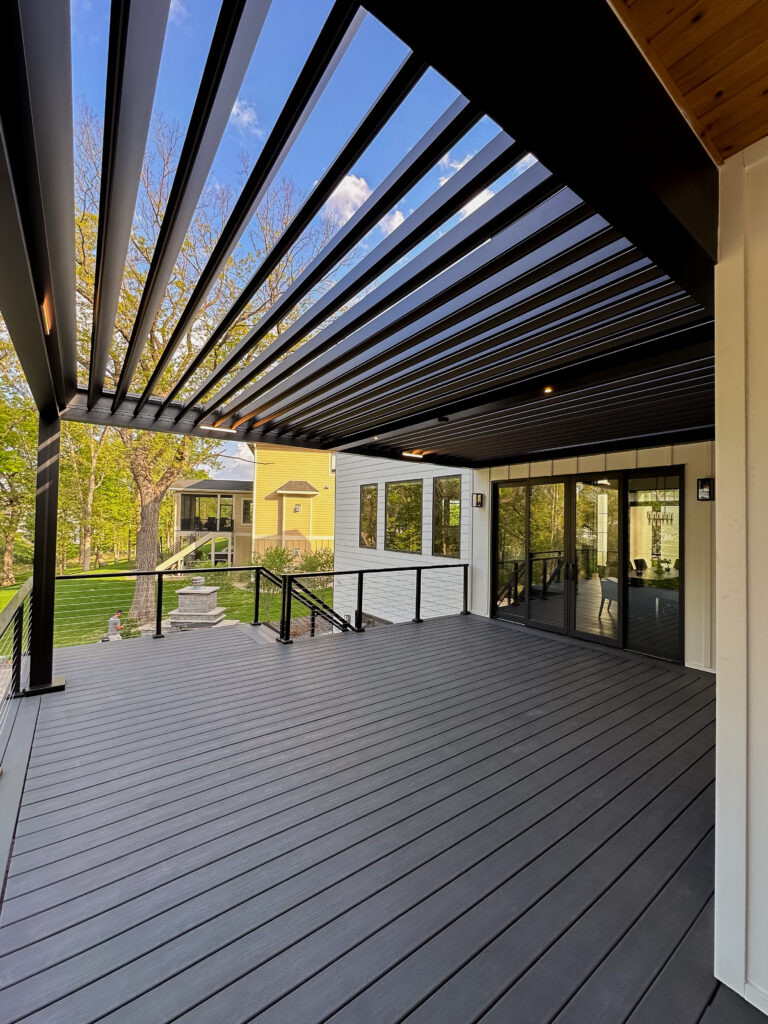 pergola standard options: black frame, black louvers
