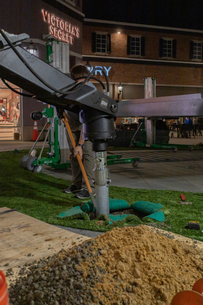 Ground screw installation for pergola anchors