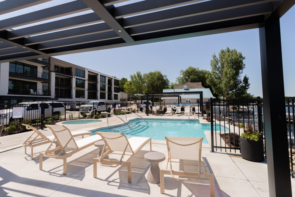 black and gray shade structure for condominium