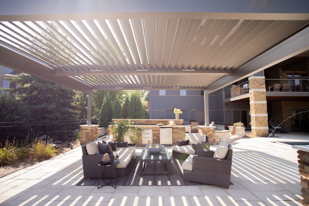 poolside outdoor living space design